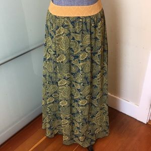 LuLaRoe Green Blue and Yellow Print Lucy Skirt